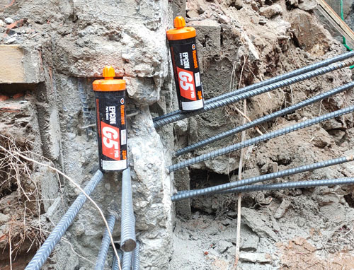Khoan cấy thép Dầm móng công trình tại Tân Triều - Triều Khúc - Hà Nội bằng keo Ramset G5 Pro
